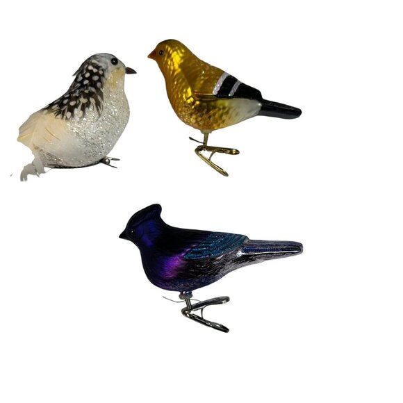 Vintage 2 Glass 1 foam Christmas Birds clip-On Bird - Lot Of 3- Nice Cond! - Picture 9 of 12